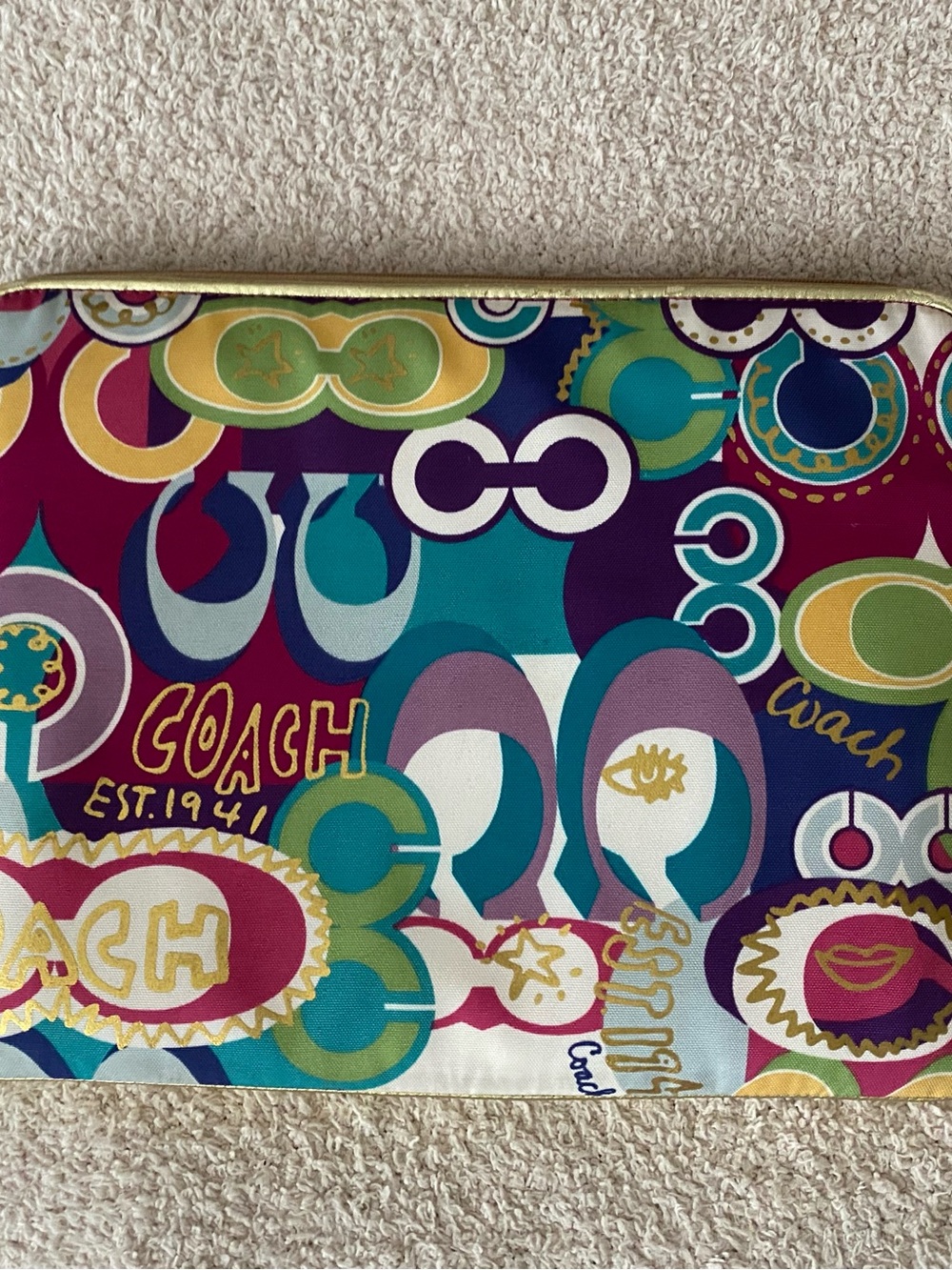 Vintage Coach Poppy Pop C Graffiti Padded Laptop Case